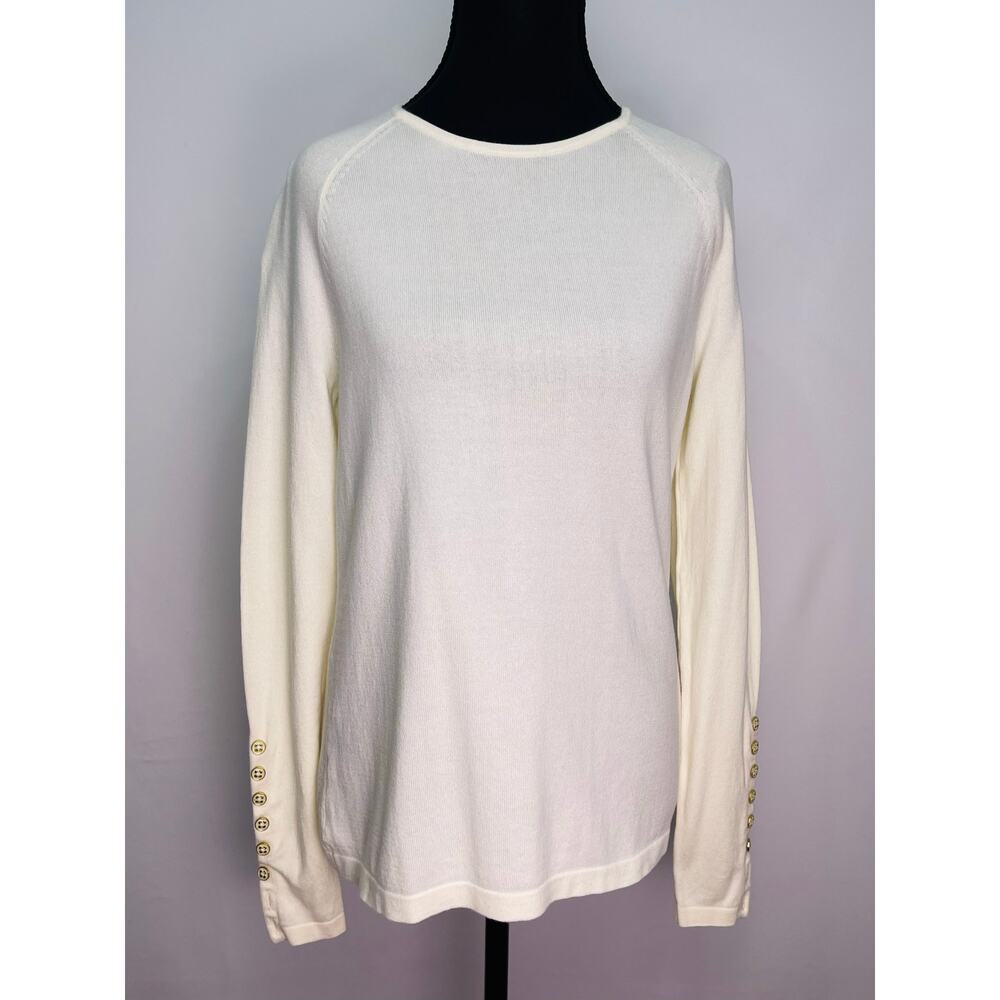 J. McLaughlin Ivory Long Sleeve Button Cuff Top Size S